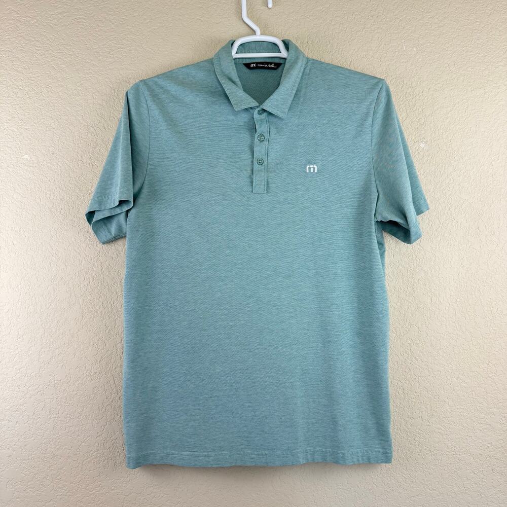 Travis Mathew Short Sleeve Polo Shirt Heather Green Golf Logo Size XL